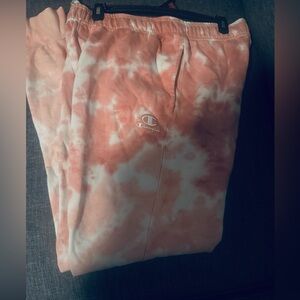 Men’s champion joggers pink and white tie dyed
